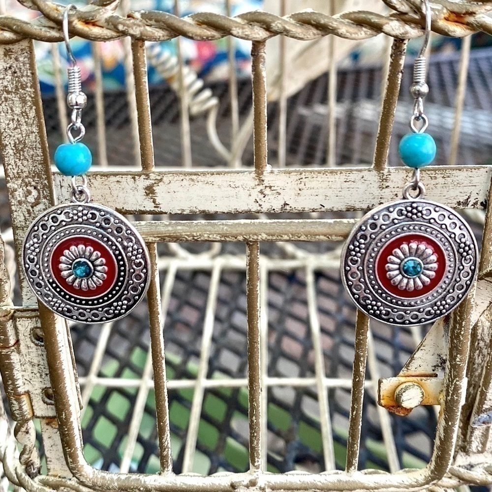 NEW Boutique Silver Drop Western Boho Style Earrings - Picture 7 of 12